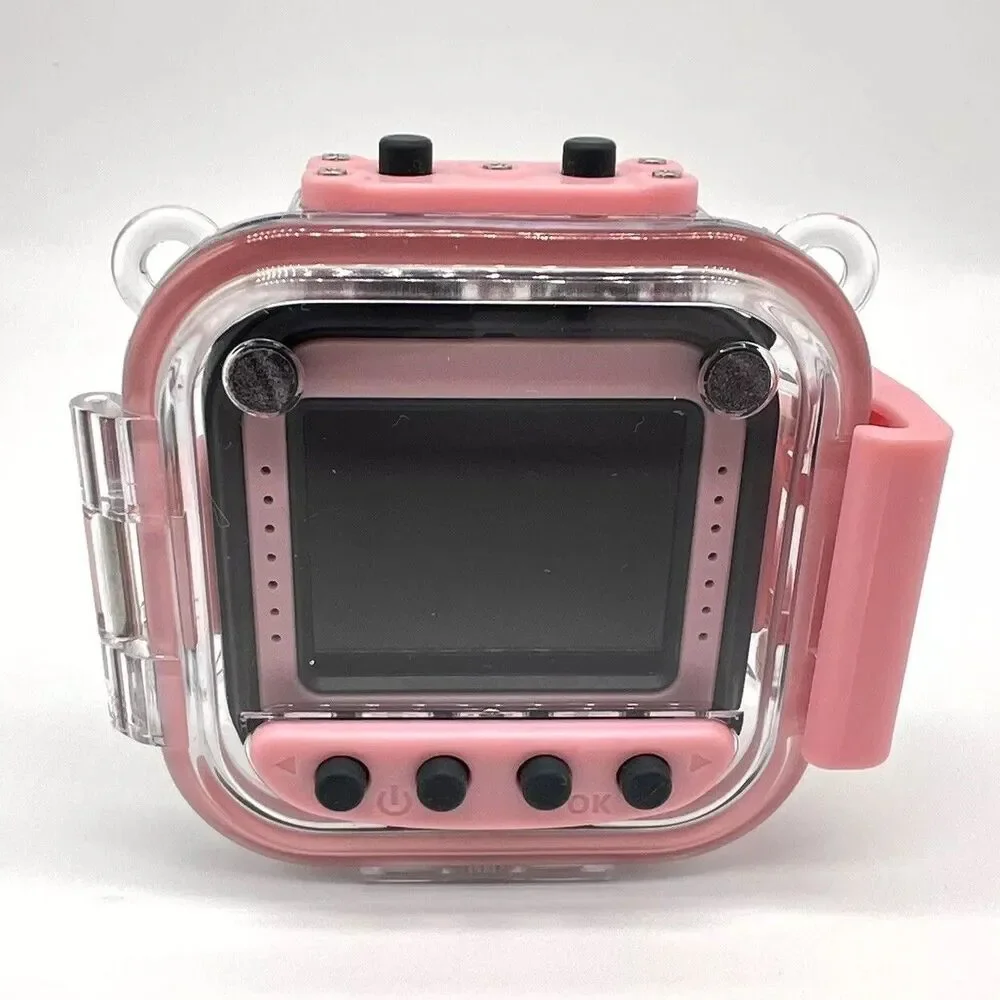 Kids Action Camera Pink w/Waterproof Hard Case & Mounting Accessories Underwater